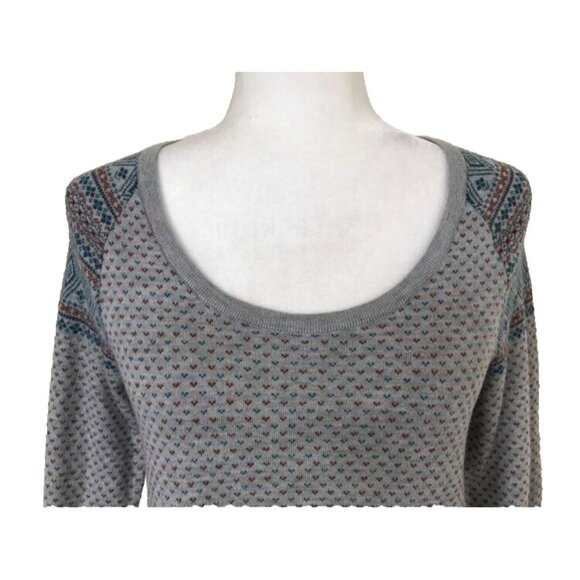 NORTH FACE Long Sleeve Nordic Sweater Womens Size Medium Wool Blend Gray - Picture 2 of 7